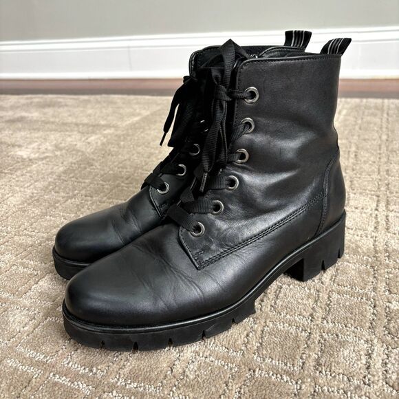 Gabor Leather Zip-Up Combat Boots Women's EU 7.5 US 9 Black Punk Grunge Goth - Picture 3 of 11